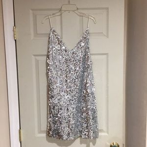 Silver sequined mini dress